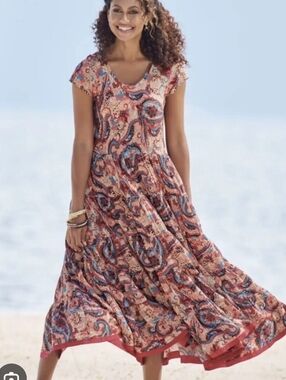 Soft Surroundings Framboise Paisley Dress Medium Petite